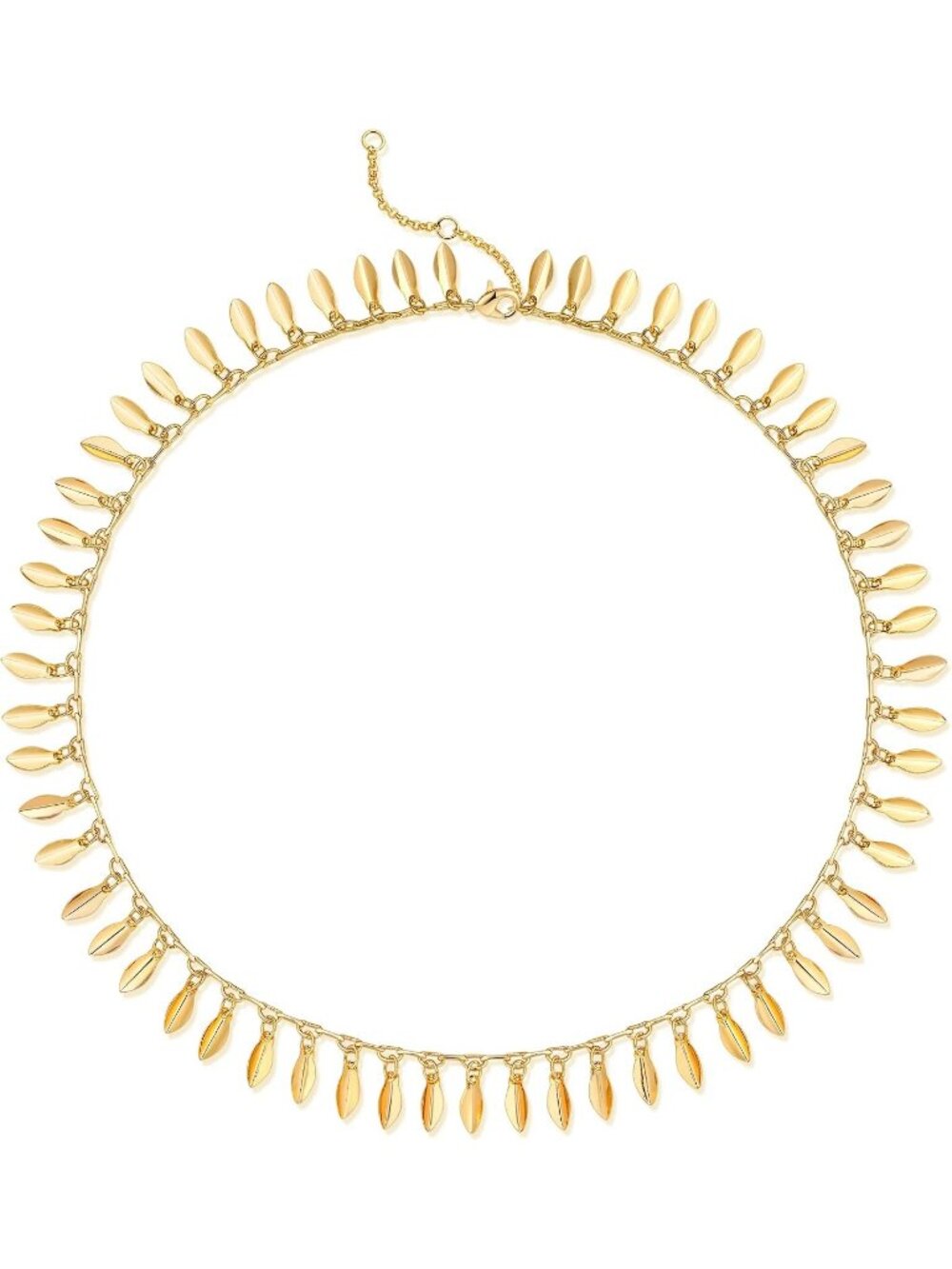 Women's Leaf Tassel 14k Gold Plated Beaded Pearl Choker Jewelry Necklace